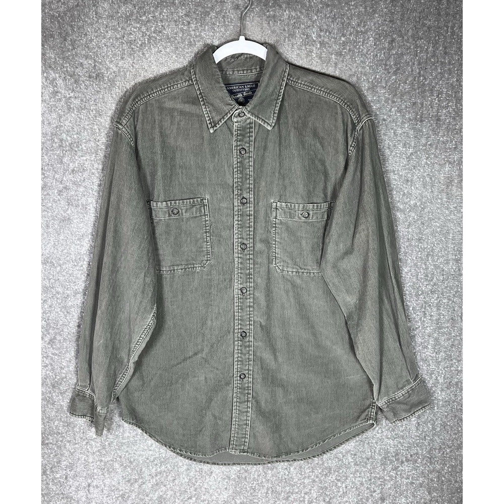 American Eagle Outfitters Gray Casual Button Down Shirt